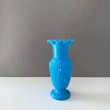 Antique Portieux Vallerysthal vase, blue opal glass vase