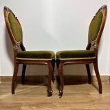 A pair of antique upholstered side chairs/Victorian balloon-back