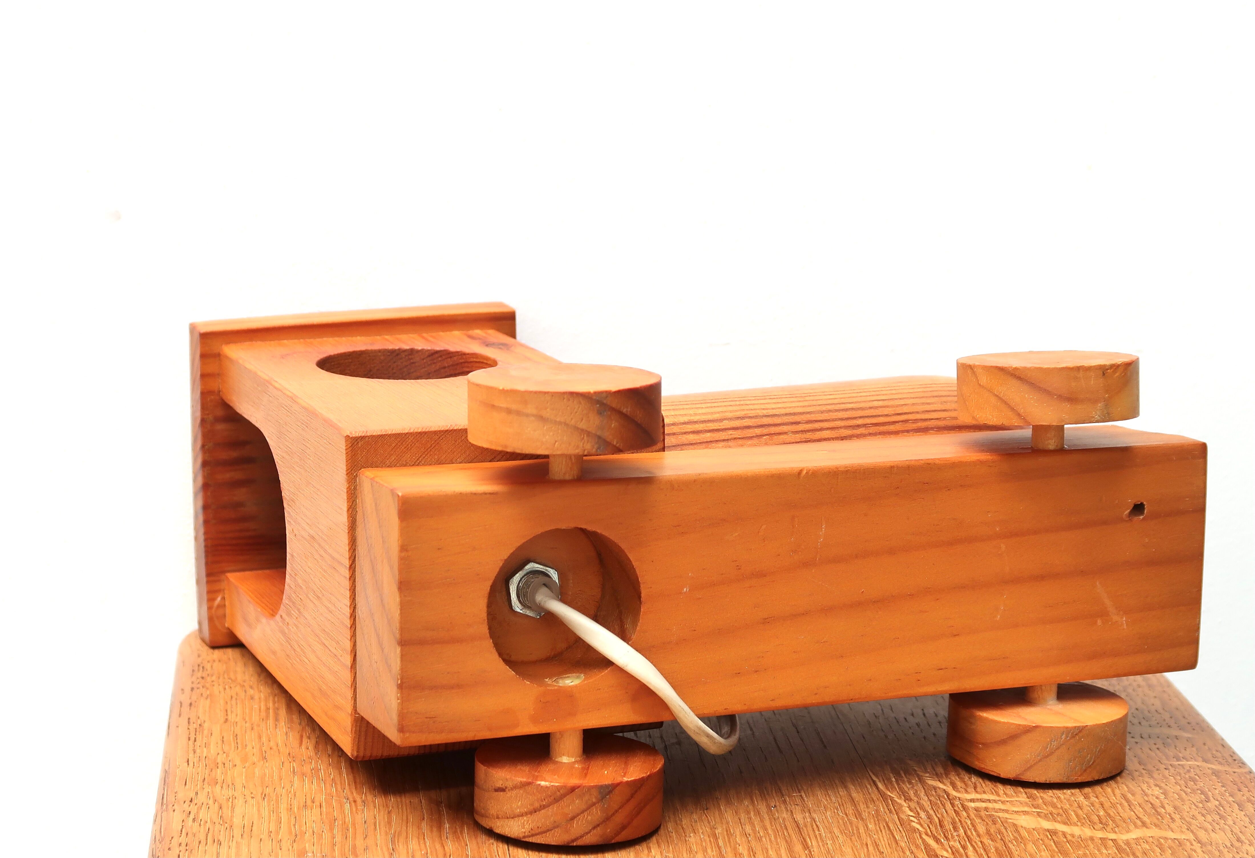 Night light train pine wood, 70s