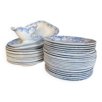 Service 39 pieces fleuri bleu - terre de fer