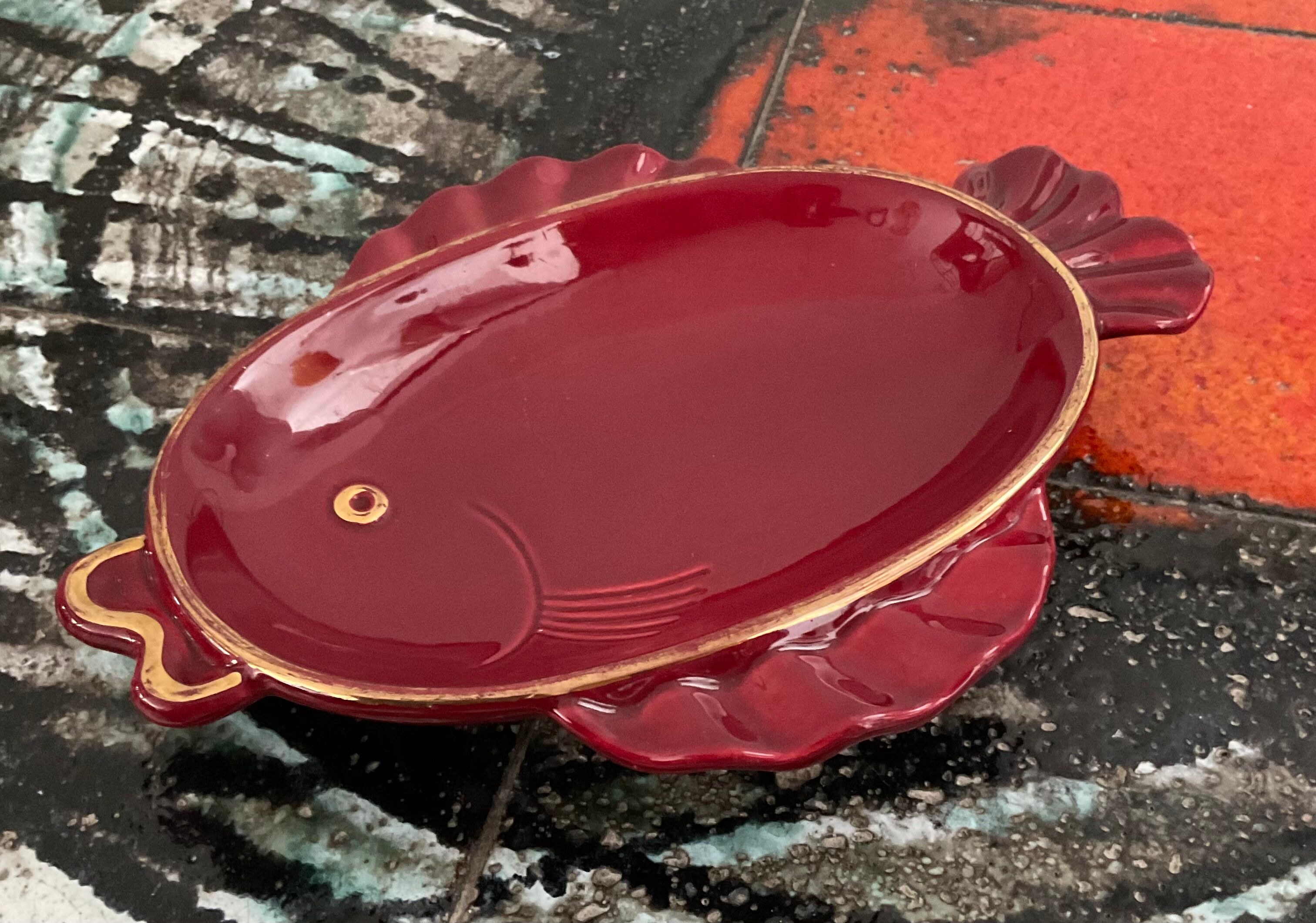 Empty vintage fish bag ceramic from Vallauris