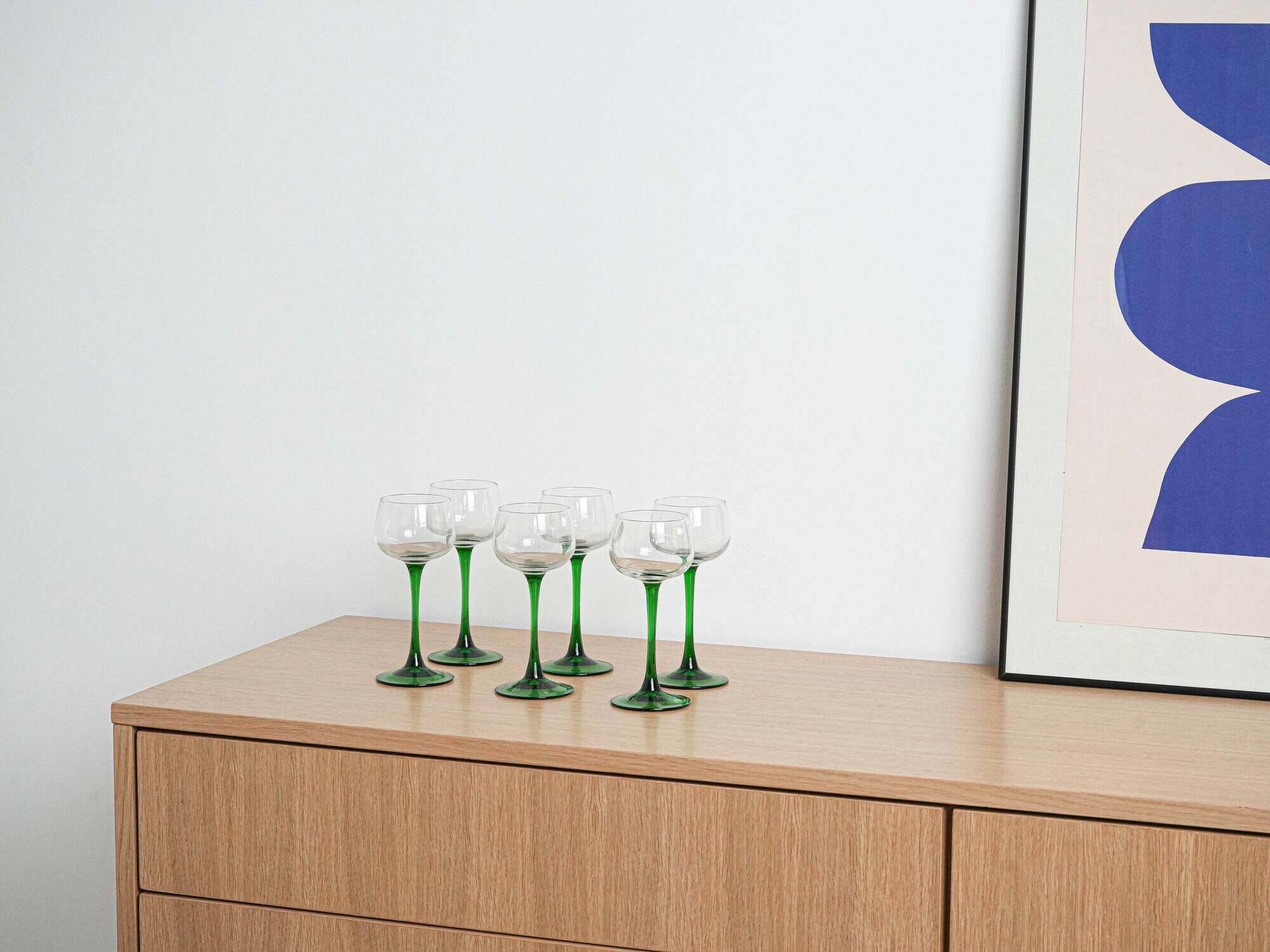 Set of wine glasses, Italian design, 1970s, production: Italy