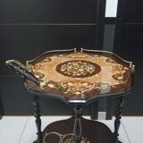 Marquetry trolley on wheels