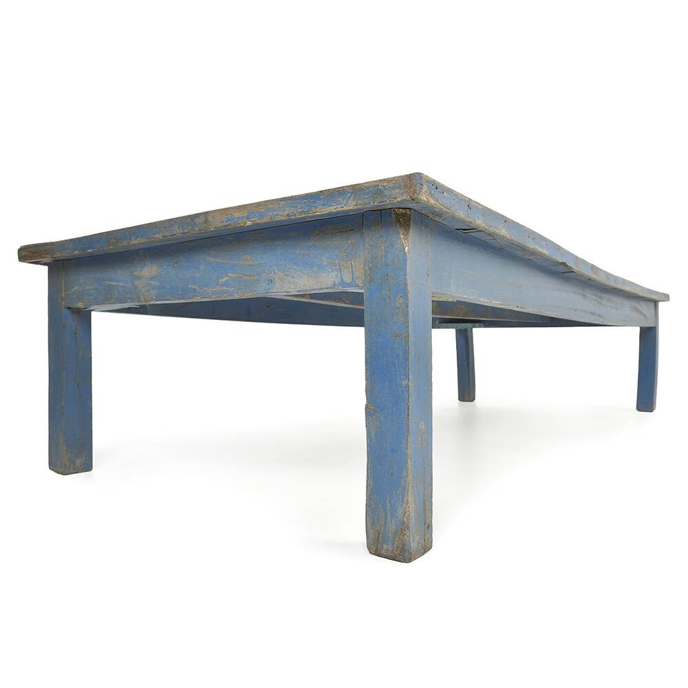 Antique coffee table with blue patina