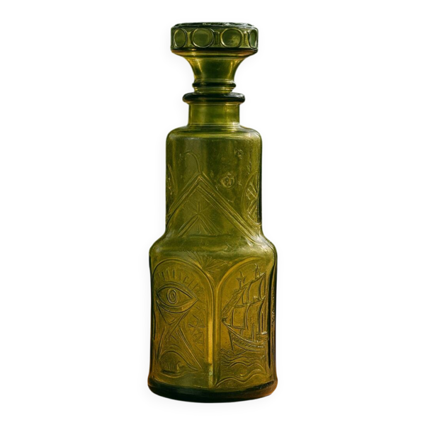 Carafe nautique en verre Empoli des années 1960