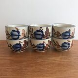 6 Tasses/gobelets À Thé Traditionnel Chinois En Grès Vintage Fleurs De Coton