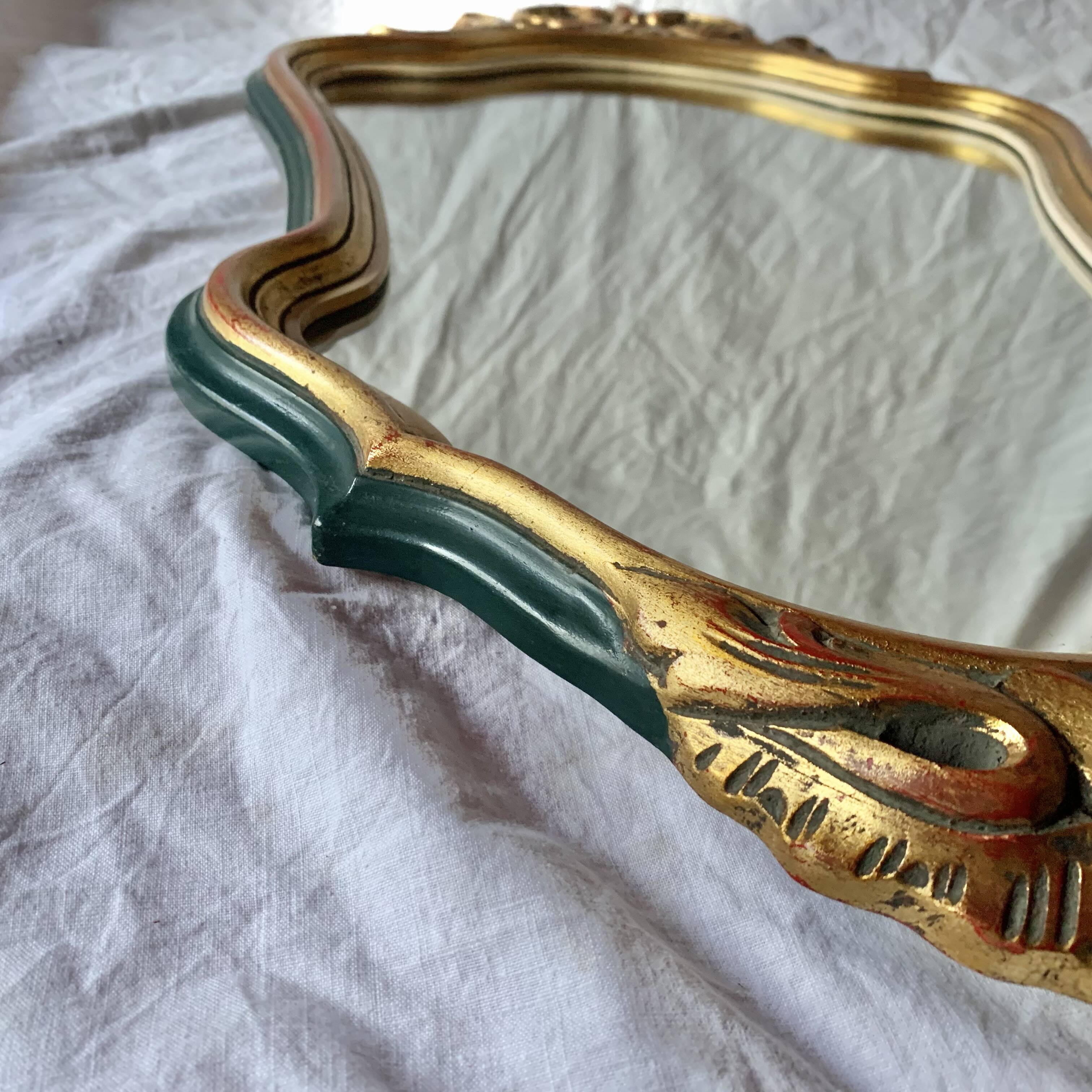 Antique carved gilded wooden mirror - 44 x 82 cm