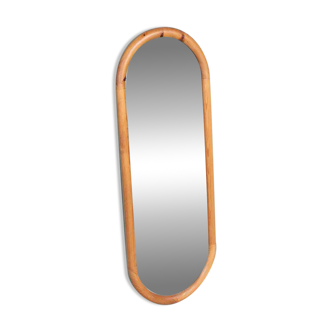 Vintage wooden psyche mirror from Sweden, 1970s, blonde pine.