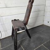 Vintage Spanish tripod chair in carved wood