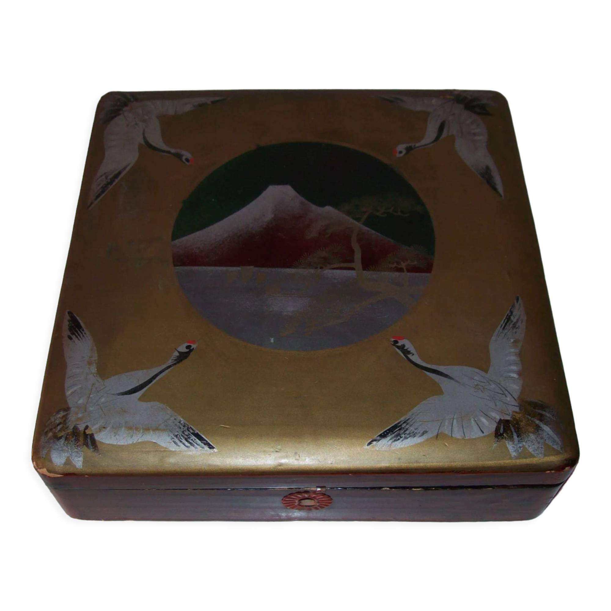 Old box decorated with birds