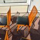 Set of 6 Scandinavian wooden and vintage leatherette chairs