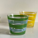 Pair of VINTAGE Silkscreened Glass Plant Pots