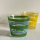 Pair of VINTAGE Silkscreened Glass Plant Pots