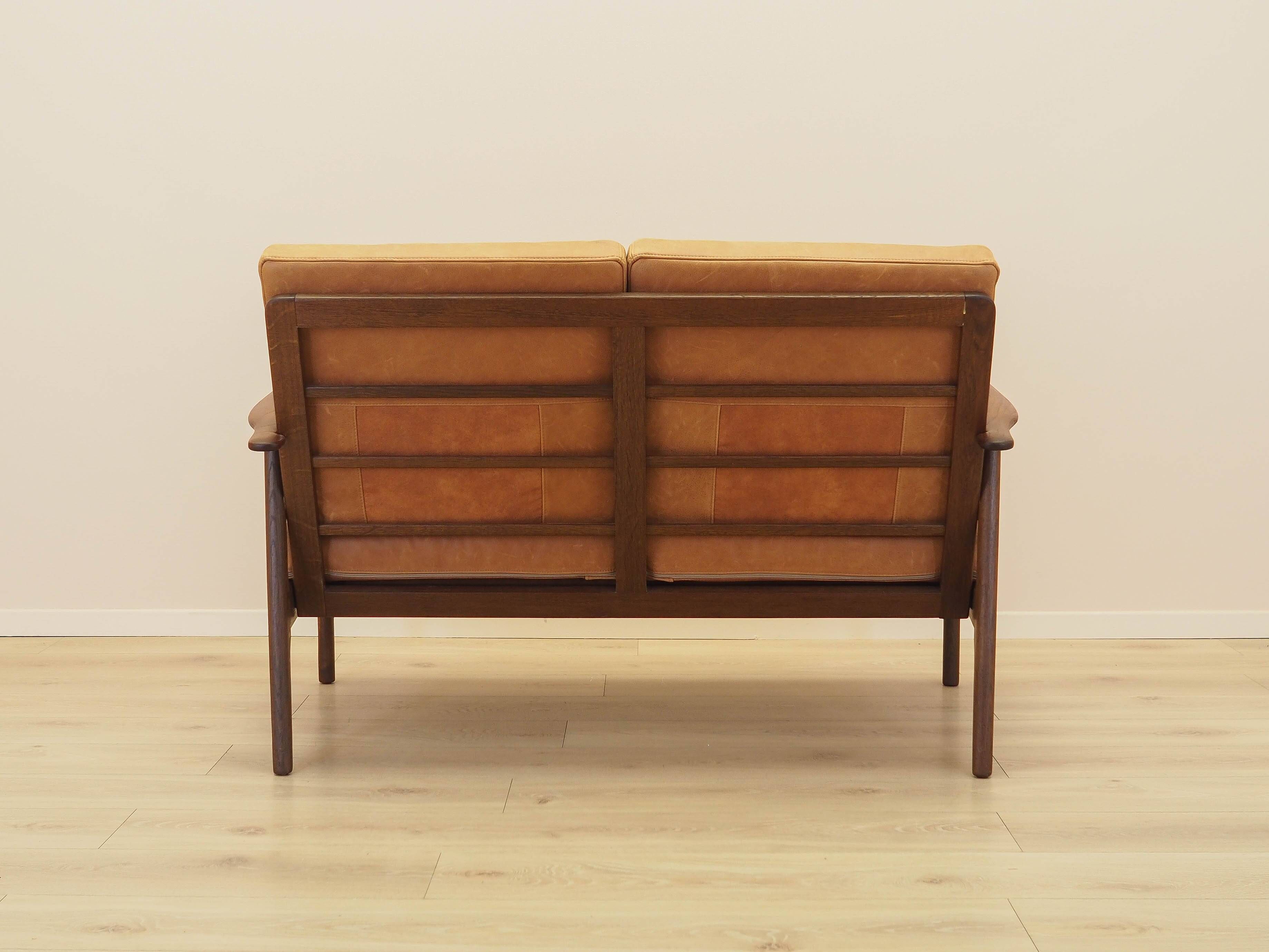 Danish oak sofa with leather upholstery, 1960s