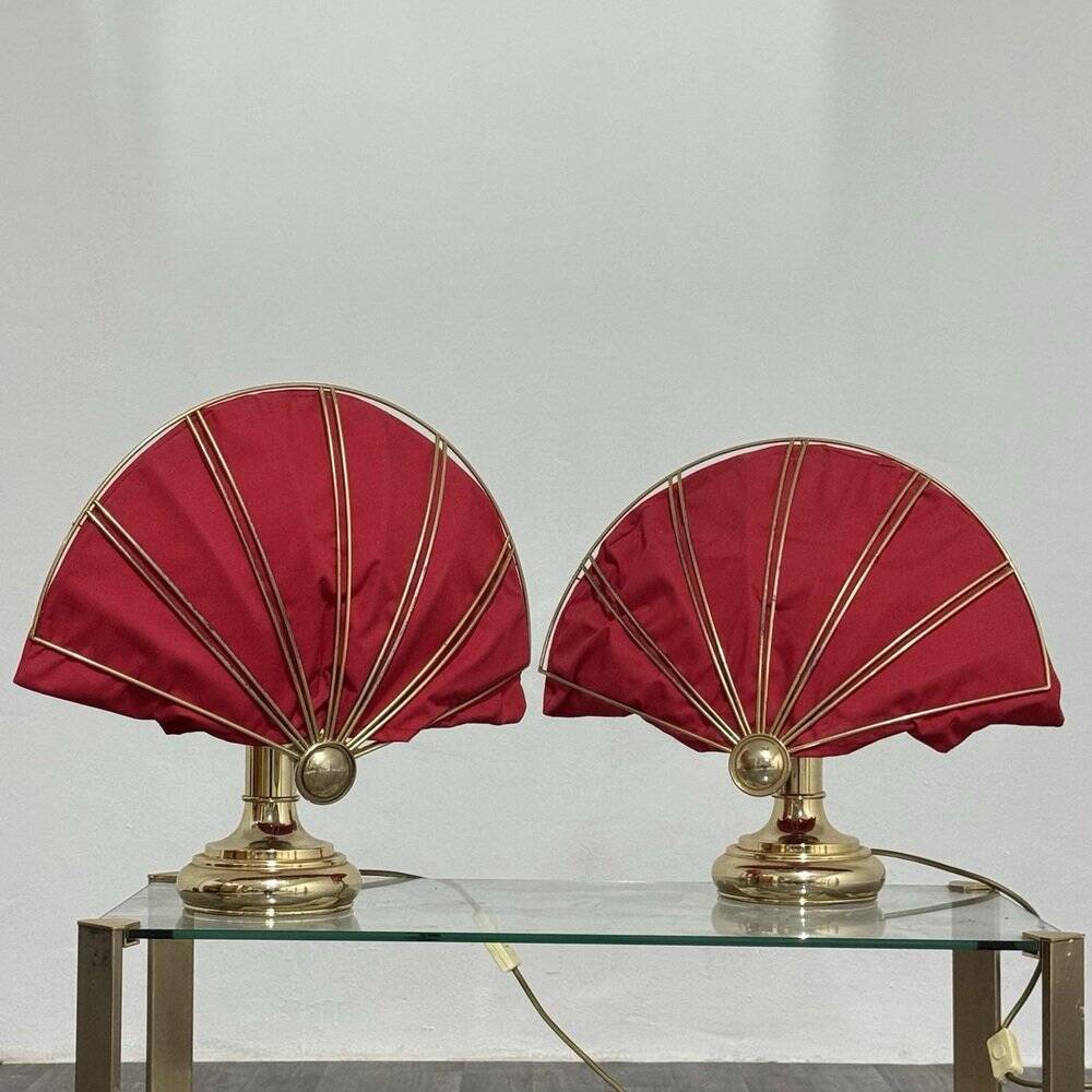 Lampes de table en laiton de style Hollywood Regency, années 1970, ensemble de 2