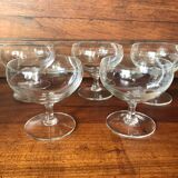 Set of five crystal champagne glasses