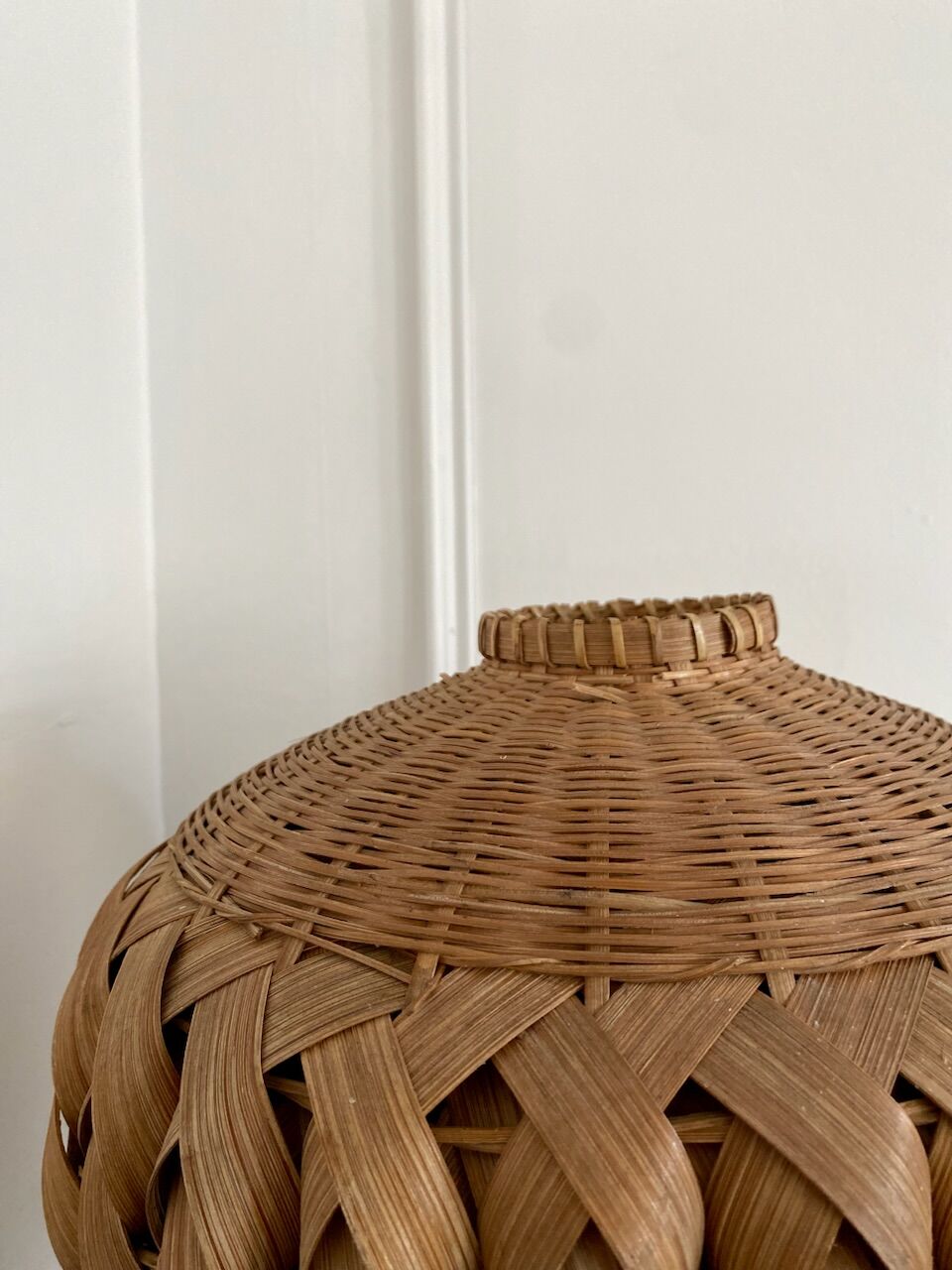 Braided wicker & rattan jar