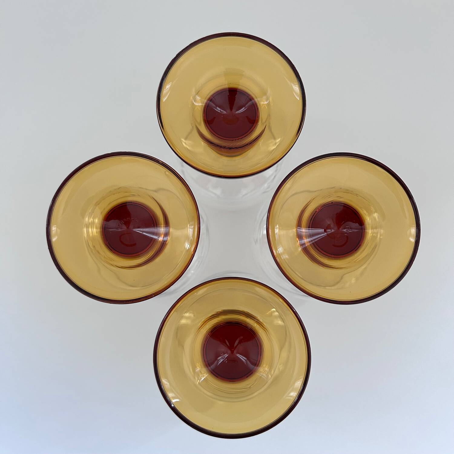 Set of 4 amber stem glasses