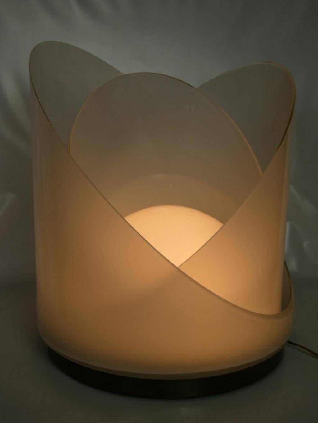 Large vintage white glass lamp model LT300 by Carlo Nason for Mazzega.