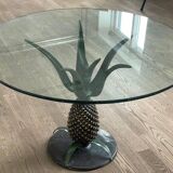 Art Deco pineapple side table in brass and iron, attributed to Maison Jansen, 1972