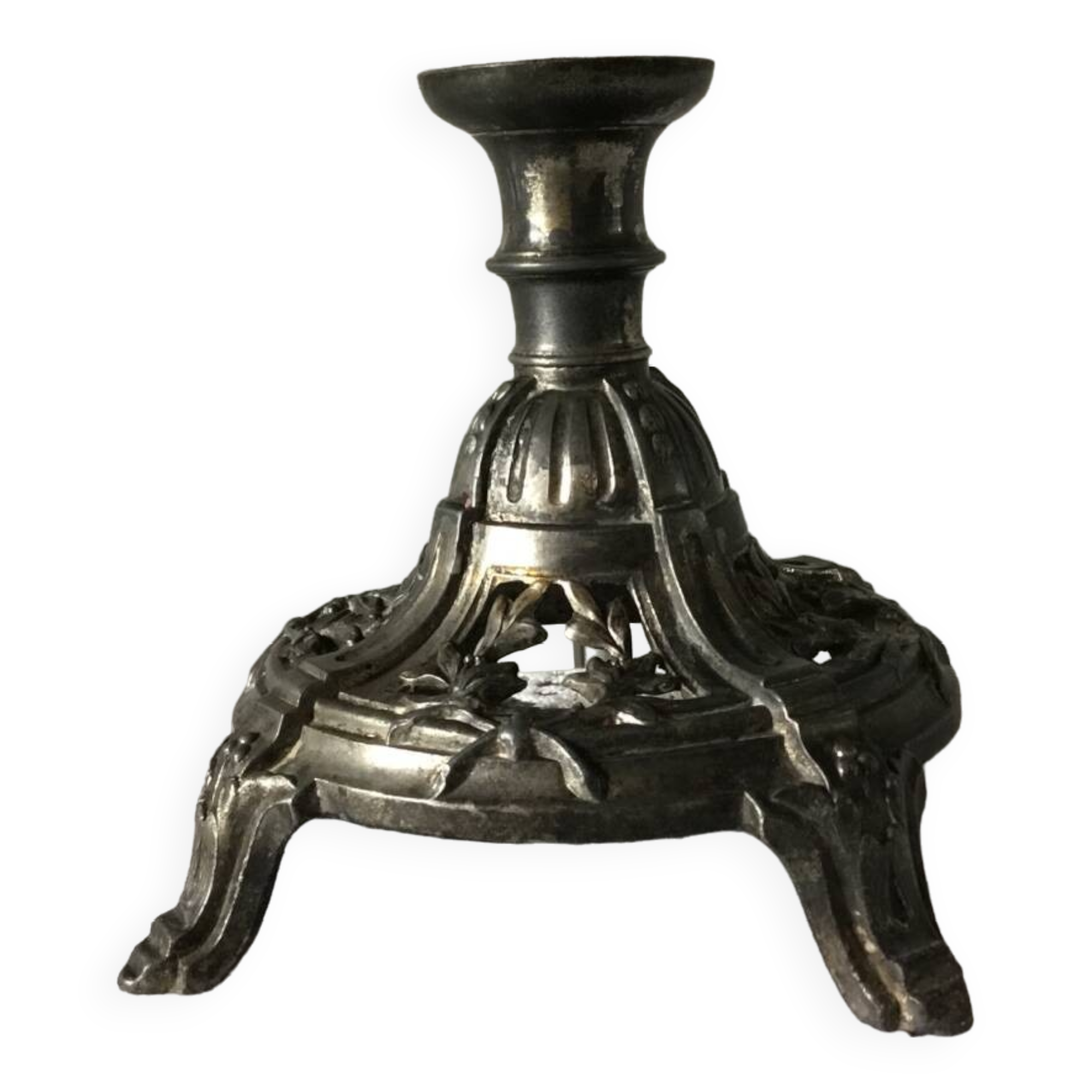 Silver metal candle holder