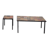 Duo de tables basses en céramique émaillée