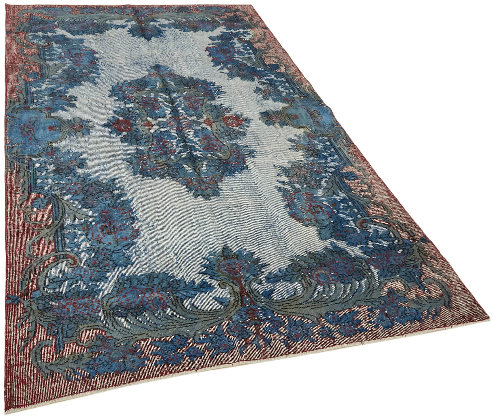 Hand-knotted antique oriental 1970s 163 cm x 267 cm blue carpet