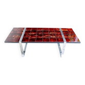 Large  Space Age ceramic tiles table from Belarti