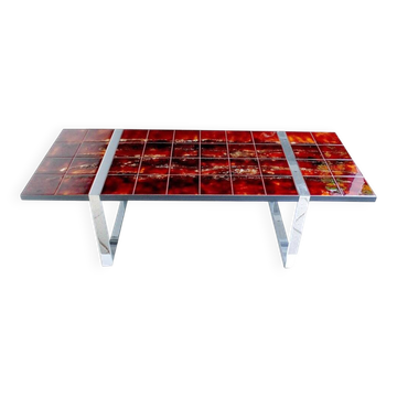 Grande table en carreaux en céramique de l'ère spatiale de Belarti