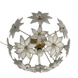 Lampe de table en verre de Murano blanc et laiton, années 1970