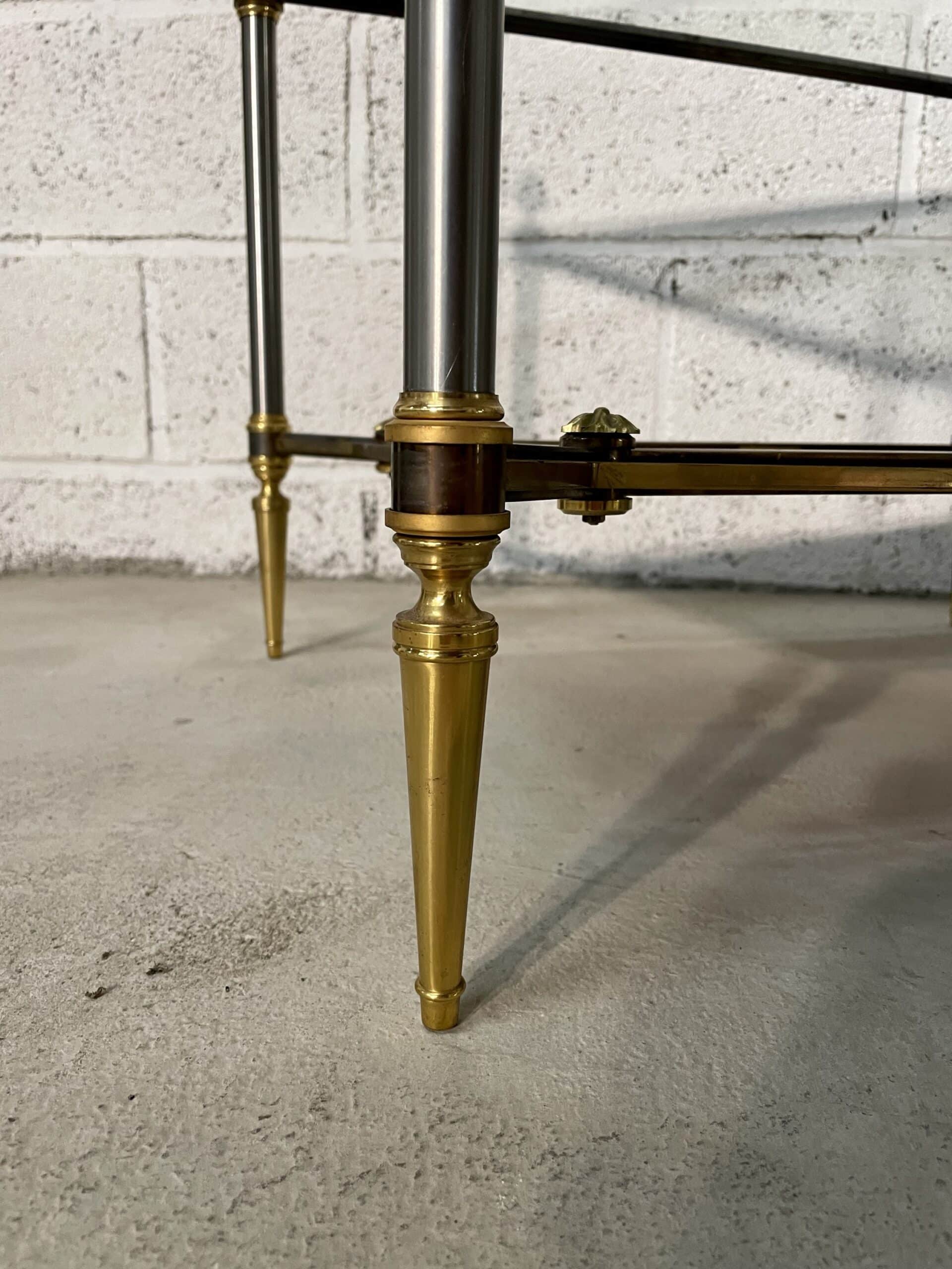 Brass, steel and patinated brass sofa end 1960