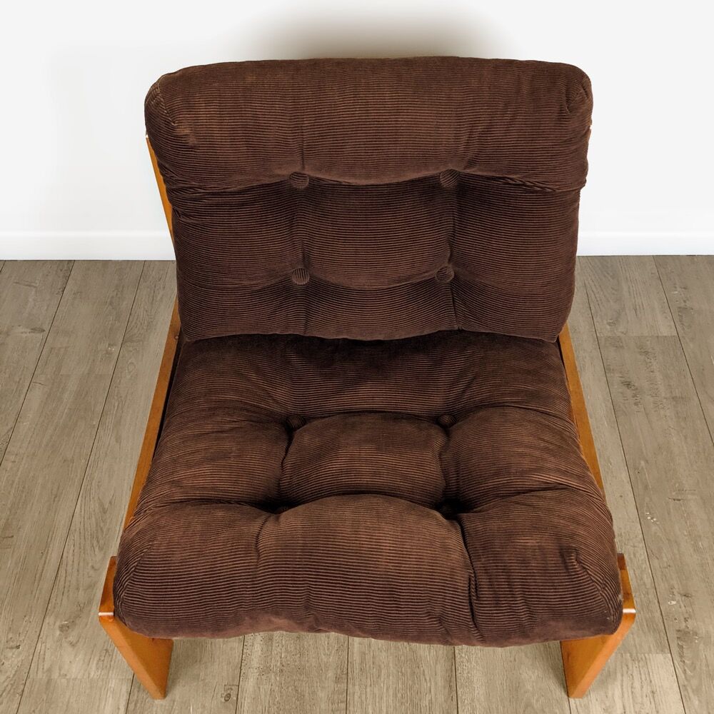 Scandinavian driver armchair in pine 70s