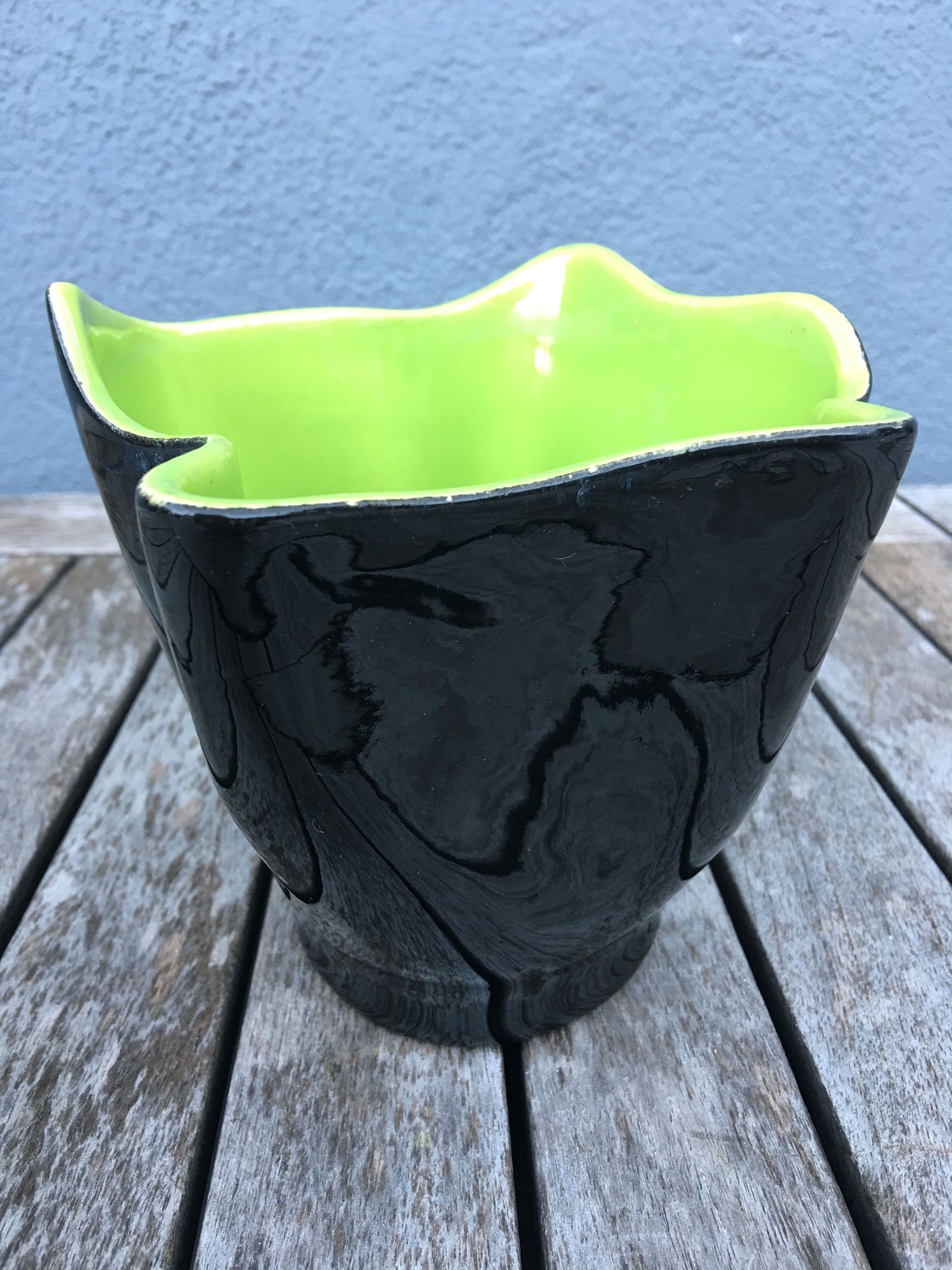 Two-tone folded ceramic vase, 1950/60