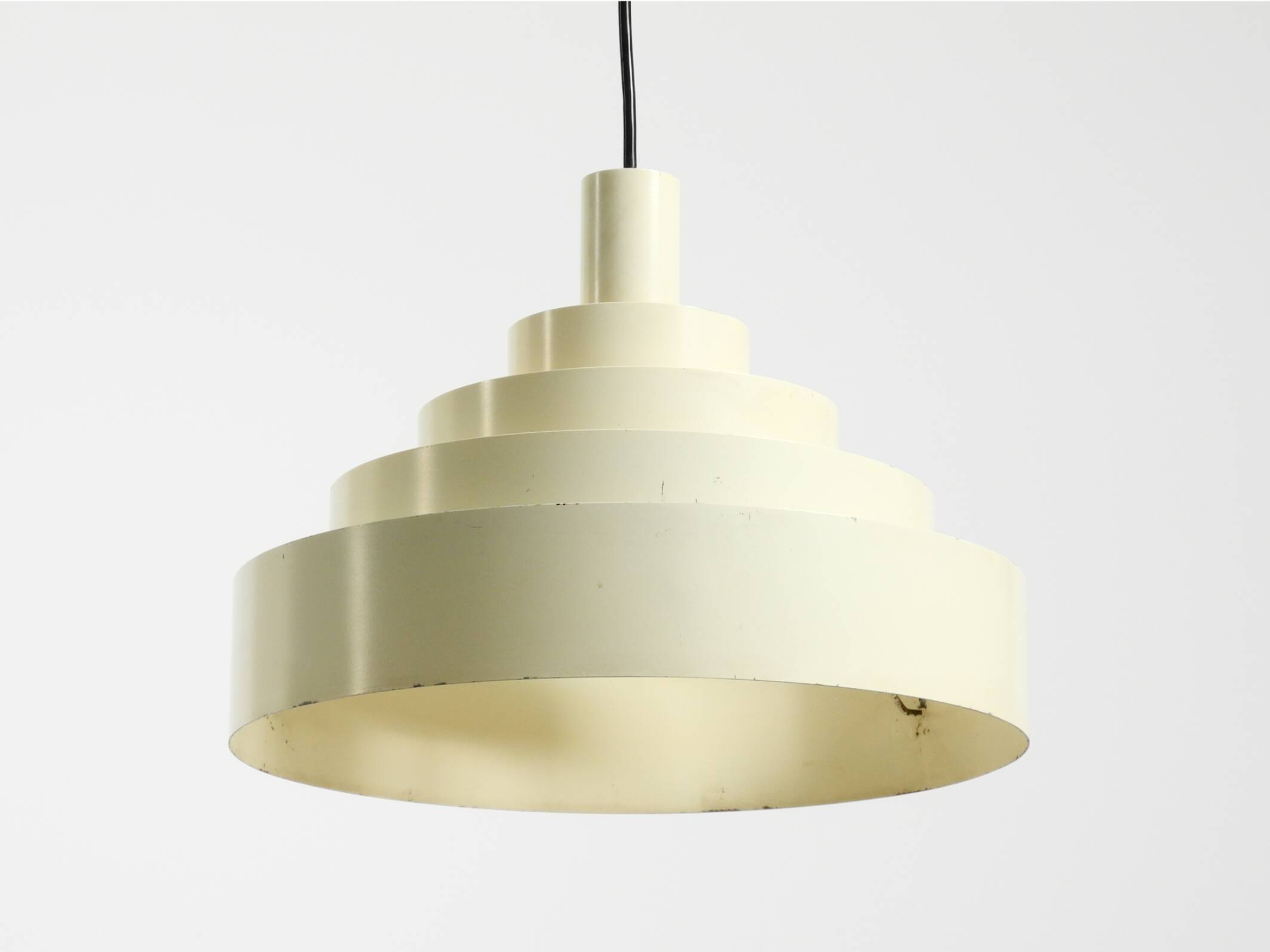 1960s Space Age heavy solid slatted metal pendant lamp