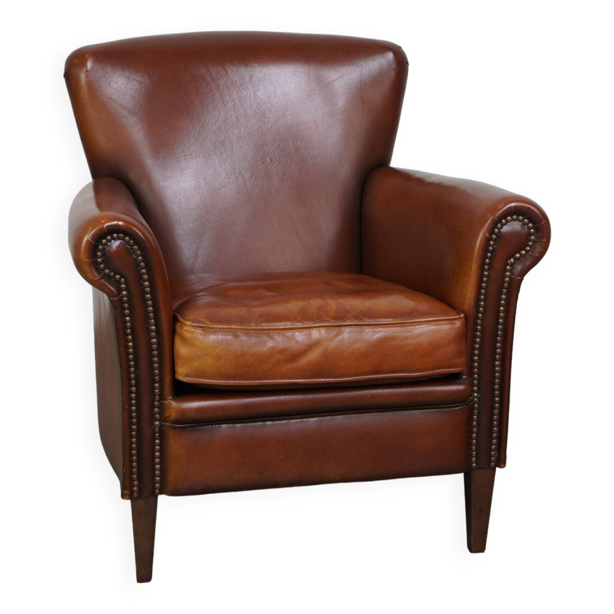 Classic brown sheepskin armchair