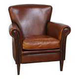 Classic brown sheepskin armchair