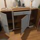 Revamped art deco sideboard in light sage green, marble top, chrome handles, vintage shabby chic