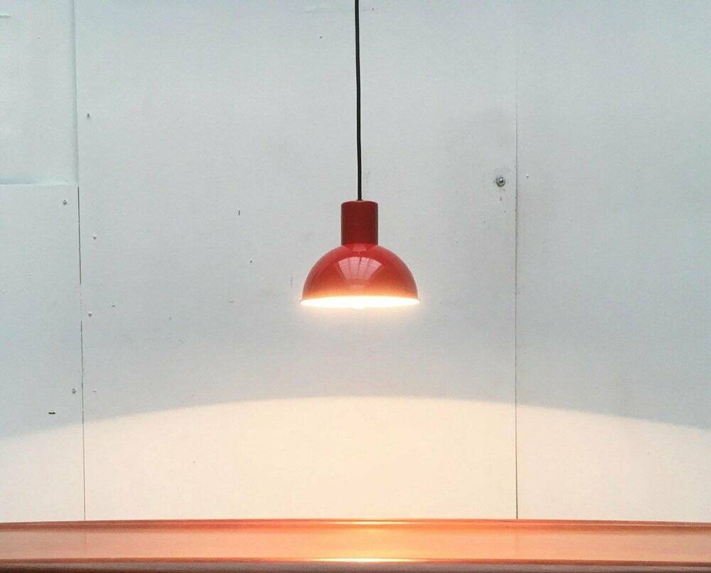 Mini bunker metal pendant lamp from the mid-century by Johannes Hammerborg for Fog & Mørup, 1970s.