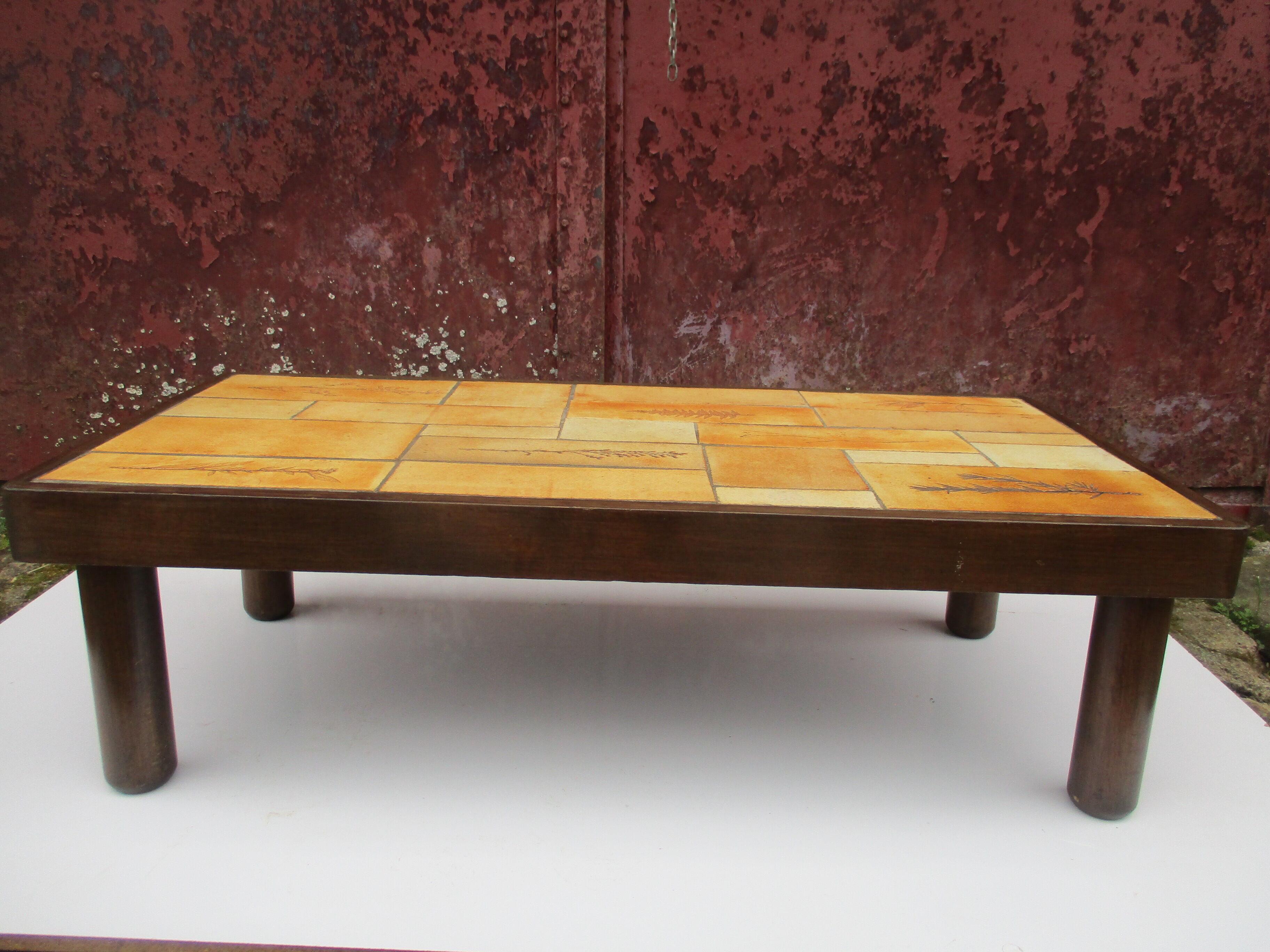 Vallauris coffee table by Raymonde Leduc gres modele aux herbiers vintage