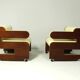 Pair of Mahogany Club Chairs upholstered in leather, 1970s