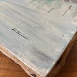 Tableau HST Le Port la Rochelle Post impressionniste 1900 signé Et. Simoni