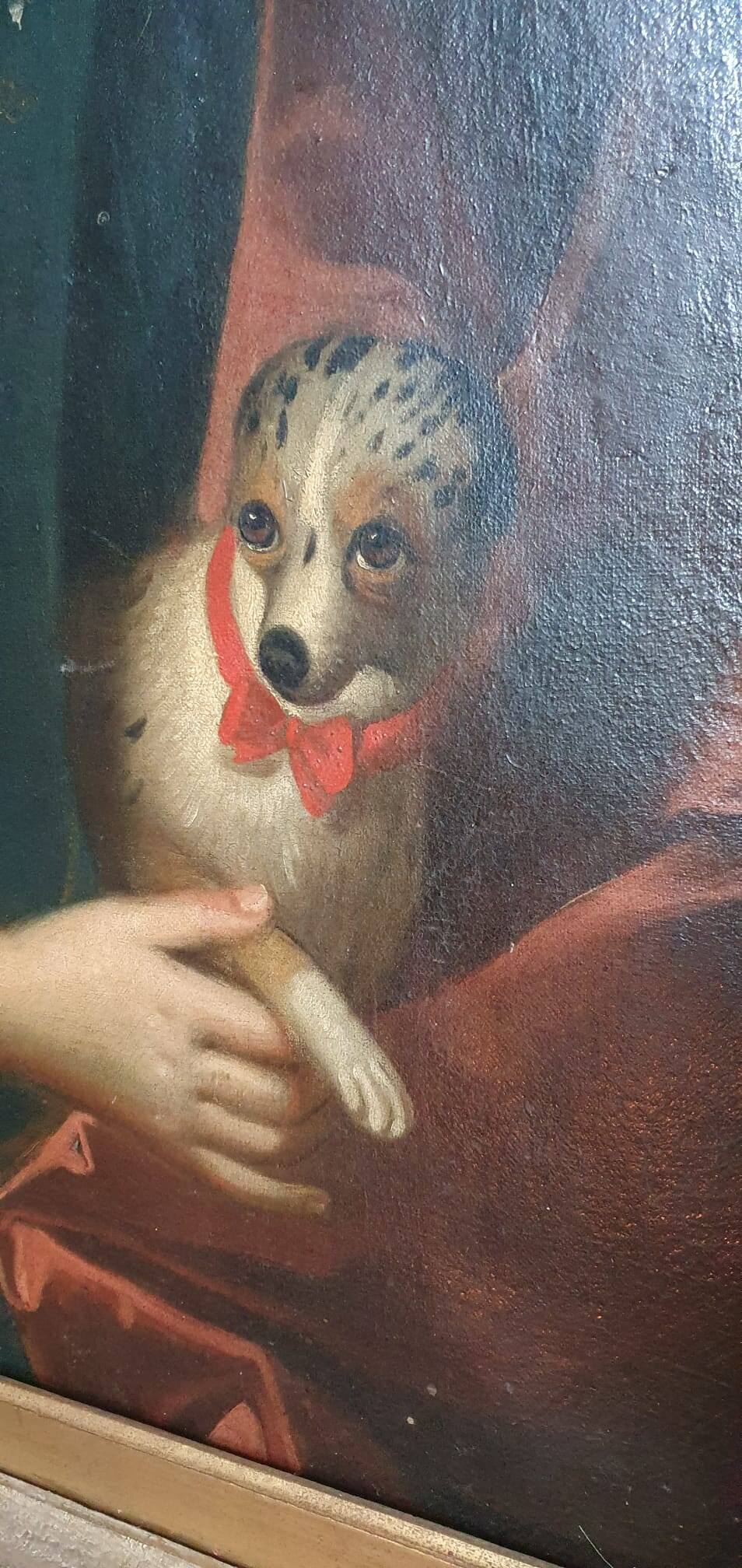 Portrait of a woman with a small dog.