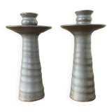 Pair of gray stoneware candlesticks