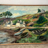 Breton Landscape, oil on canvas, signed Régine David