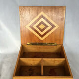 1940 marquetry box with 3 compartments geometric star