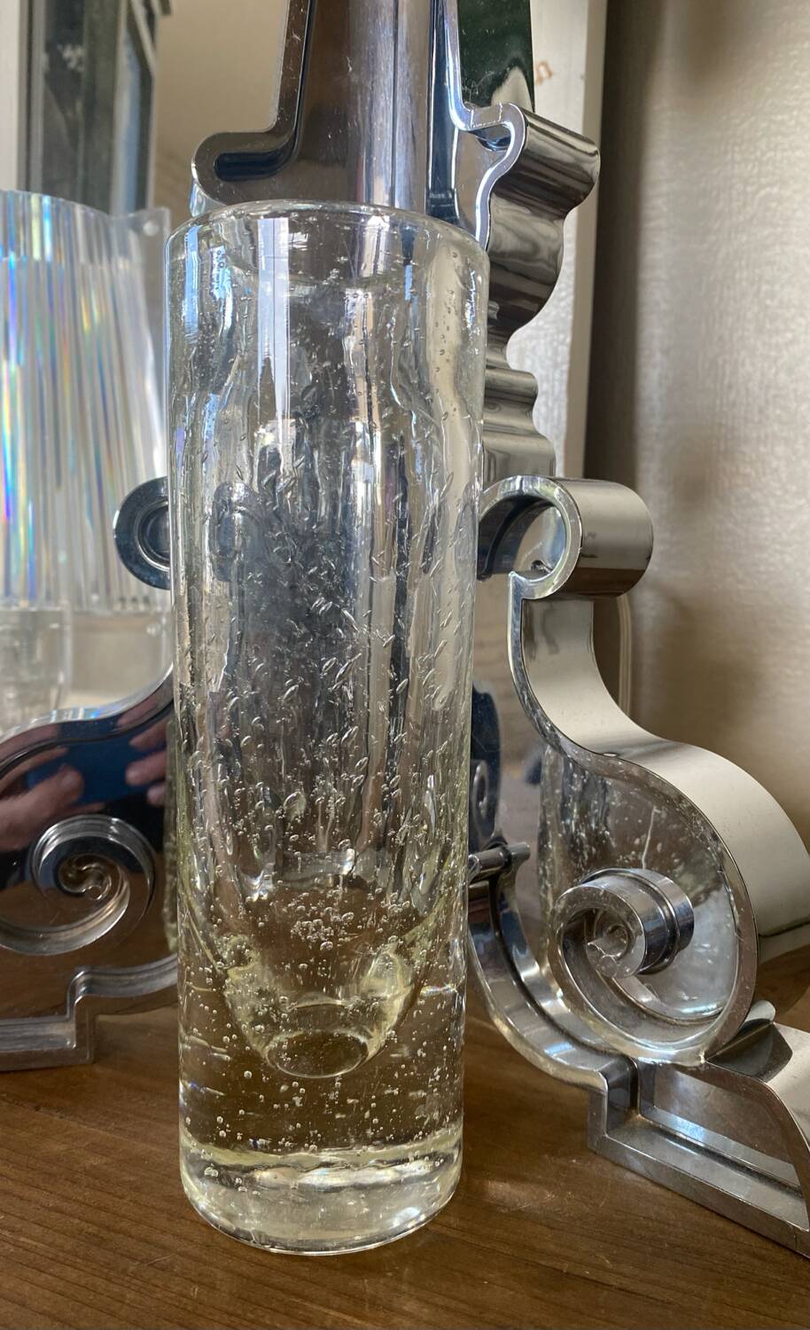 Vintage bubbled glass vase, 1970