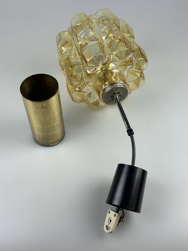 60er 70er Jahre Deckenlampe Glashütte Limburg Germany Glas & Messing Space