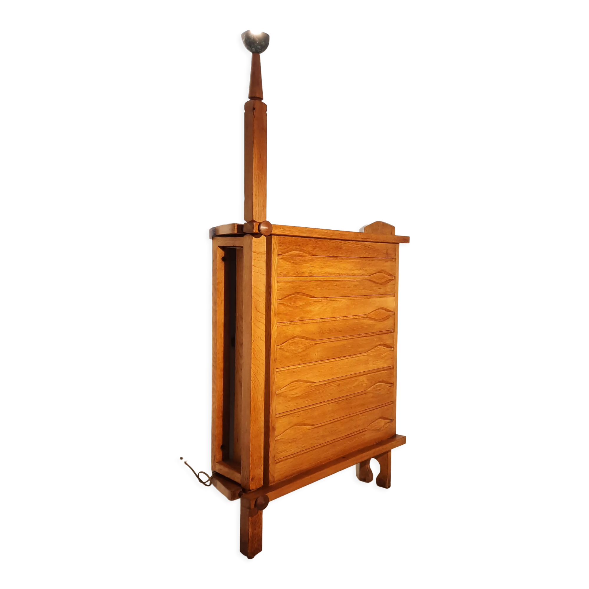 Swivel bar cabinet in oak Guillerme and Chambron for Notre Maison 1970