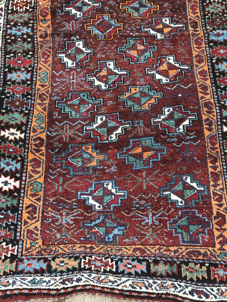Tapis ancien Kurde Turquie laine fait main 112x200 cm