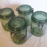 4 identical 1l green solidex jars